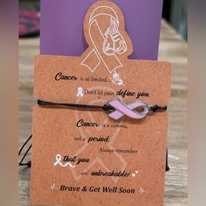 Pink Ribbon Breast Cancer Awareness Adjustable Bracelet